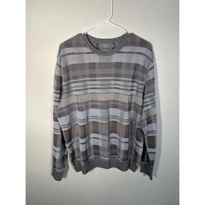 Talbots Men’s 100% Pima Cotton Long Sleeve Sweater Gray Tan Size L‎